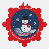 Handgeschilderde Snowman RED Personalize Ornament Kaart (Voorkant)