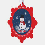 Handgeschilderde Snowman RED Personalize Ornament Kaart (Links)