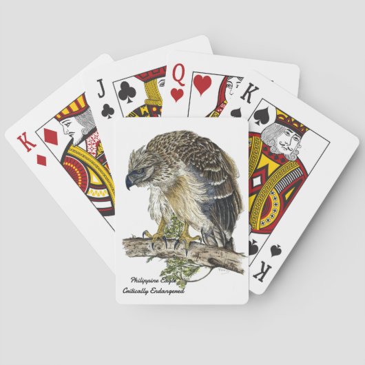 Handgeschilderde speelkaarten met bedreigde adelaa (Achterkant)