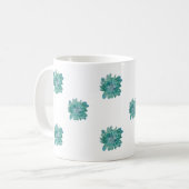 Handgeschilderde stijl turquoise bloem kunst mok (Voorkant links)