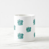 Handgeschilderde stijl turquoise bloem kunst mok (Center)