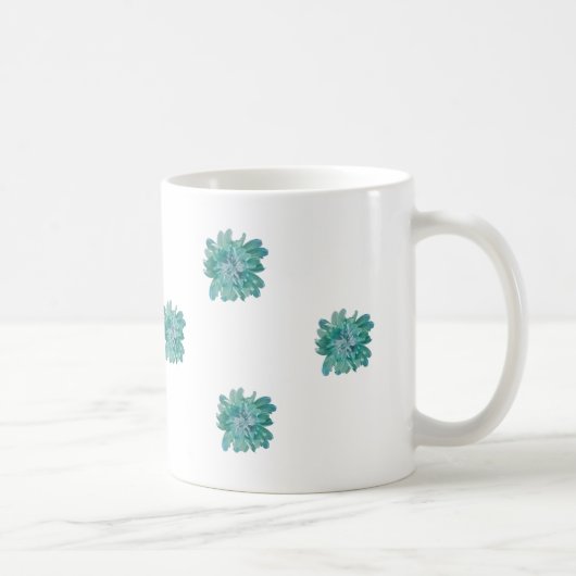 Handgeschilderde stijl turquoise bloem kunst mok (Rechts)