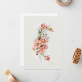  Handgeschilderde Stijl Wilde Rozen Notitiekaartje (Voorkant / Achterkant in situ)