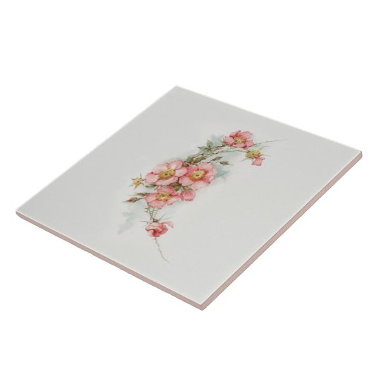  Handgeschilderde Stijl Wilde Rozen Tegeltje (Zijkant)