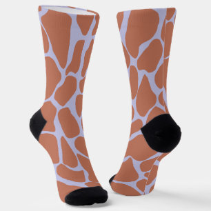 Handgeschilderde Terracotta Lavendel Giraffe Print Sokken