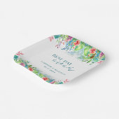 Handgeschilderde tropische bloem bruiloft papieren bordje (Gebogen)