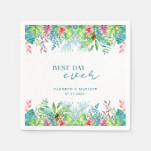 Handgeschilderde tropische bloem bruiloft servet (Voorkant)