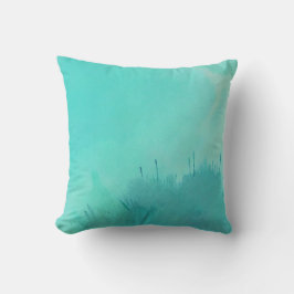 handgeschilderde turquoise Waterverf Kussen