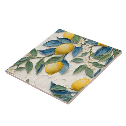 Handgeschilderde uitstraling citroentege - Trouwca Tegeltje (Zijkant)