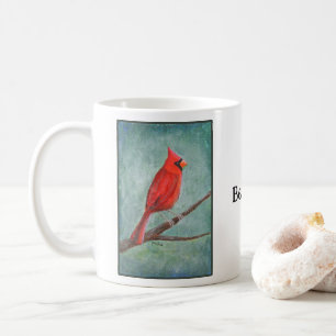 Handgeschilderde unieke Mood Cardinal Kunst  Koffiemok