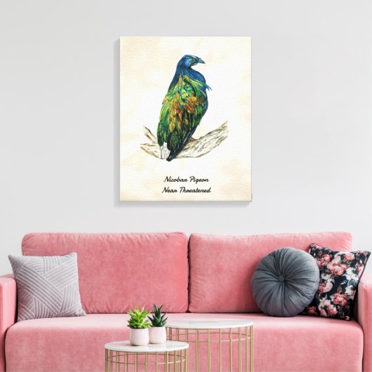Handgeschilderde Vogelprint op Canvas (Insitu (Woonkamer))