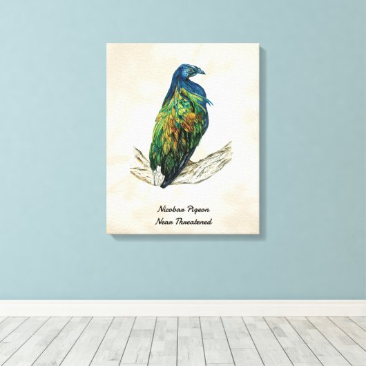 Handgeschilderde Vogelprint op Canvas (Insitu (Houten vloer))