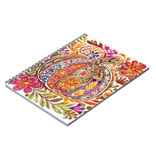 Handgeschilderde volkskunst pompoen Canvas tas rus Notitieboek (Linkerzijde)