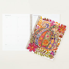 Handgeschilderde volkskunst pompoen Canvas tas rus Planner