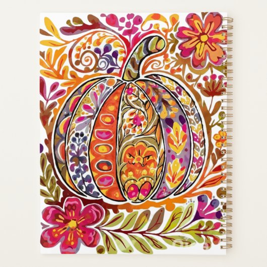 Handgeschilderde volkskunst pompoen Canvas tas rus Planner (Achterkant)