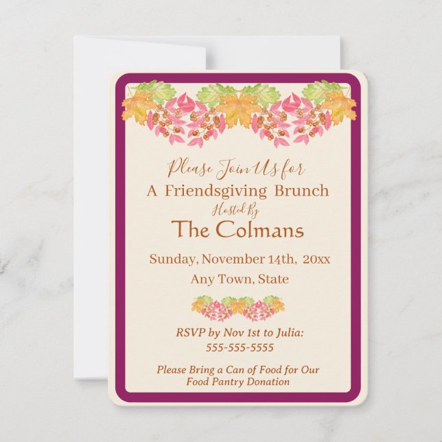 Handgeschilderde Waterverf Autumn Leaves Friendsgi (Voorkant)