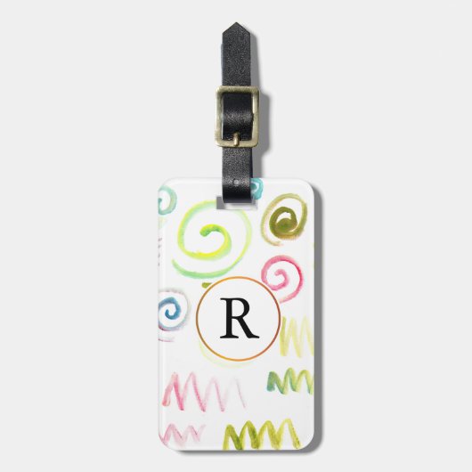 handgeschilderde waterverf bagagelabel (Voorkant verticaal)