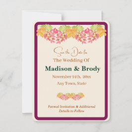 Handgeschilderde Waterverf Bladeren SAVE the DATE 