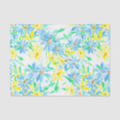 Handgeschilderde Waterverf Blauw Geel Bloemen Tissuepapier (Voorkant)