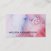 Handgeschilderde waterverf blauw roze spatter spla visitekaartje (Voorkant)