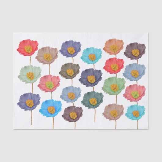 Handgeschilderde waterverf bloemen decoupage craft tissuepapier (Voorkant)