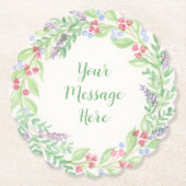 Handgeschilderde Waterverf bloemenkrans Kartonnen Onderzetters (Voorkant)