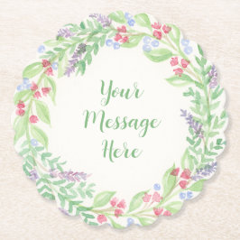 Handgeschilderde Waterverf bloemenkrans Kartonnen Onderzetters