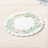 Handgeschilderde Waterverf bloemenkrans Kartonnen Onderzetters (Gekanteld)