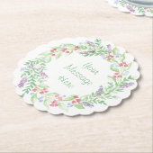 Handgeschilderde Waterverf Bloemenkrans Kartonnen Onderzetters (Gekanteld)