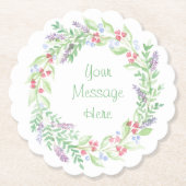 Handgeschilderde Waterverf Bloemenkrans Kartonnen Onderzetters (Voorkant)