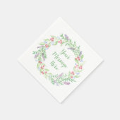 Handgeschilderde Waterverf bloemenkrans Servet (Hoek)