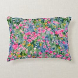 Handgeschilderde waterverf bloementuin Zomertrend Accent Kussen