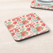 Handgeschilderde Waterverf Bloempatroon-54098 Bier Onderzetter (Linkerzijde)