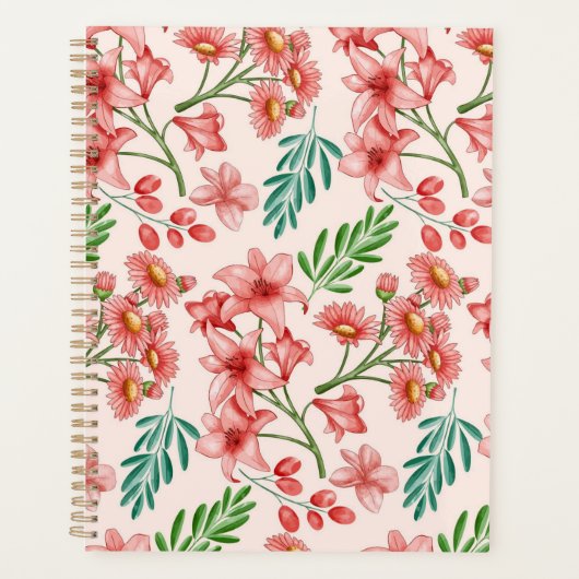 Handgeschilderde Waterverf Bloempatroon-54098 Planner (Voorkant)