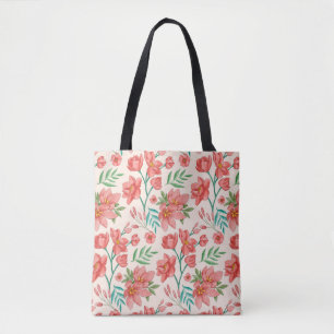 Handgeschilderde Waterverf Bloempatroon-54098 Tote Bag
