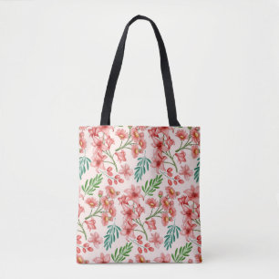 Handgeschilderde Waterverf Bloempatroon-54098 Tote Bag