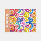 Handgeschilderde waterverf boho regenbogen geperso fleece deken (Voorkant (Horizontaal))
