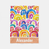Handgeschilderde waterverf boho regenbogen geperso fleece deken (Voorkant)