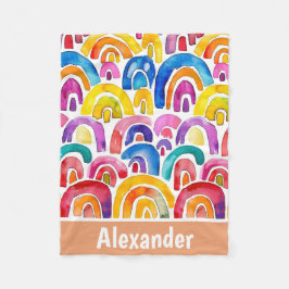 Handgeschilderde waterverf boho regenbogen geperso fleece deken