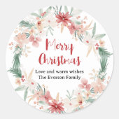 Handgeschilderde Waterverf Botanische Vrolijke Ker Ronde Sticker (Voorkant)