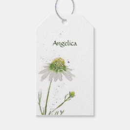 Handgeschilderde Waterverf Daisy Custom Bible Vers Cadeaulabel
