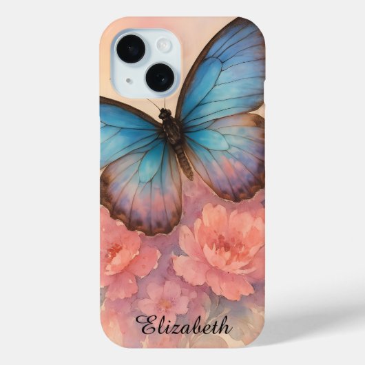 Handgeschilderde Waterverf Dreamy Butterfly Floral Case-Mate iPhone Case (Achterkant)