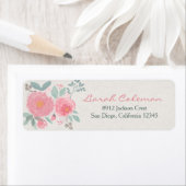 Handgeschilderde waterverf floraal retouradres etiket (Insitu)