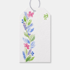 Handgeschilderde Waterverf Floral Garland Gift Lab Cadeaulabel