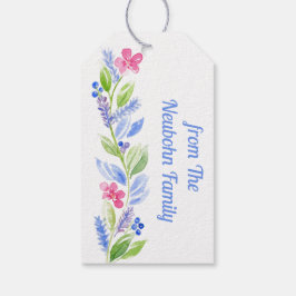 Handgeschilderde Waterverf Floral Garland Gift Lab Cadeaulabel