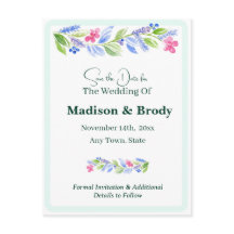 Handgeschilderde Waterverf Floral SAVE THE DATE FO