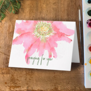 Handgeschilderde Waterverf Flower   Bidden voor jo Kaart