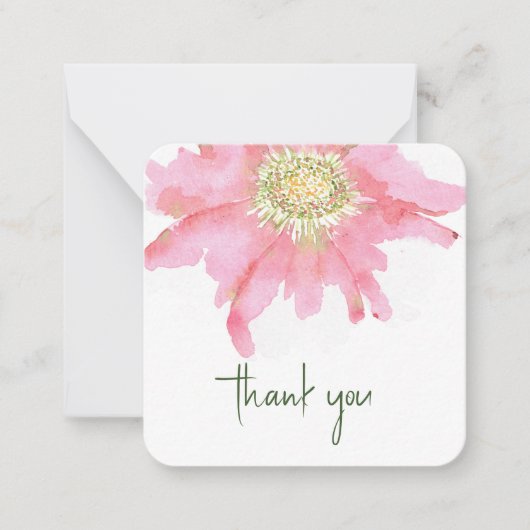 Handgeschilderde Waterverf Flower | Custom Bedankt Notitiekaartje (Voorkant)