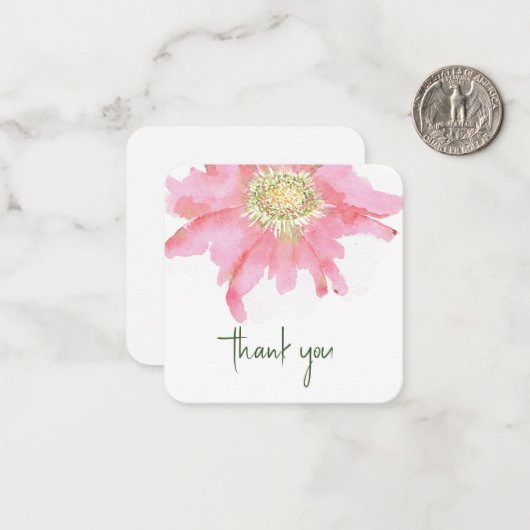 Handgeschilderde Waterverf Flower | Custom Bedankt Notitiekaartje (Voorkant / Achterkant in situ)