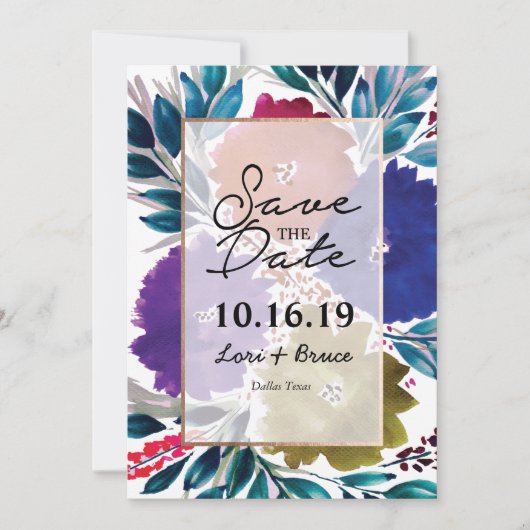 Handgeschilderde waterverf Flower Save the Date (Voorkant)